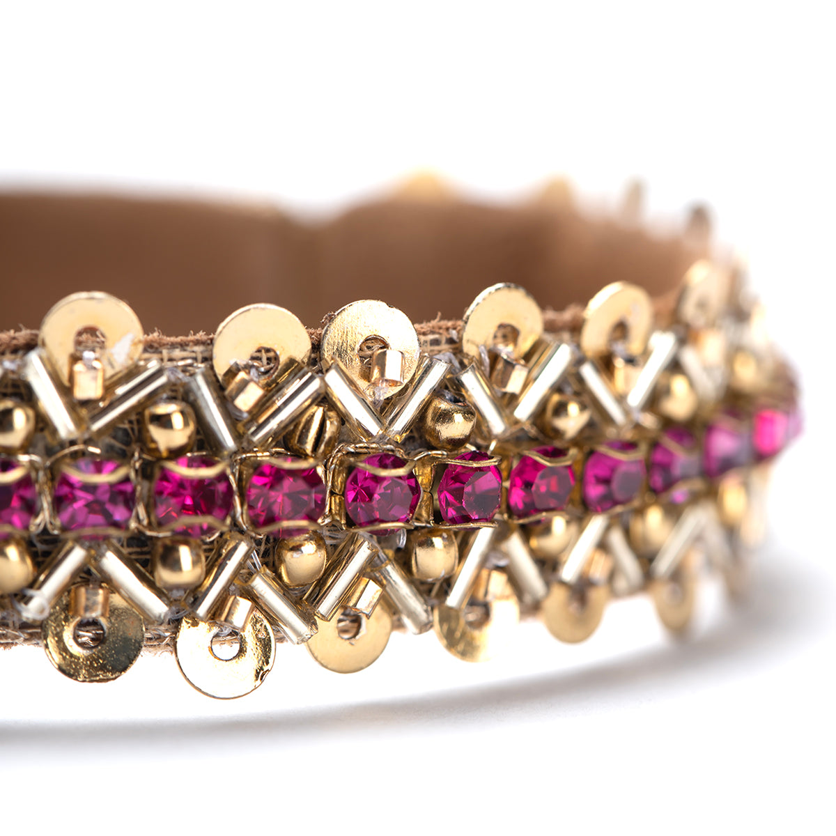 Detail of Deepa by Deepa Gurnani Handmade Myrah Bracelet in Fuchsia color
