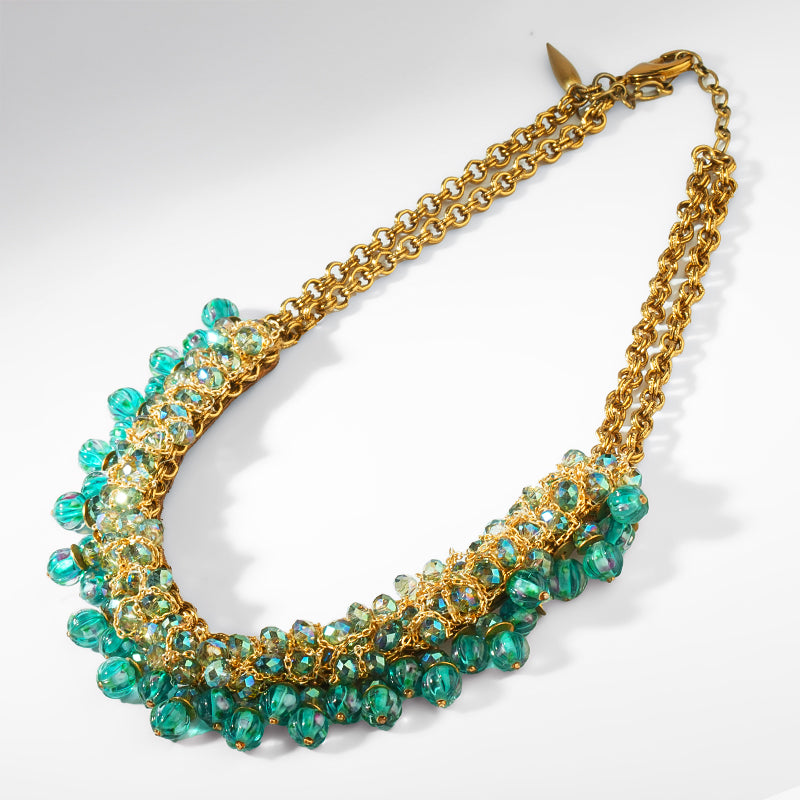 Deepa Gurnani Pret Emil Necklace in Teal
