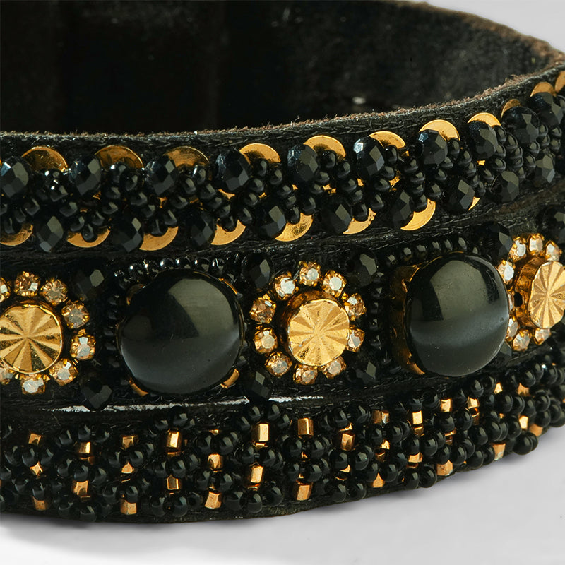 Close up of Deepa Gurnani Pret Reed Bracelet in Black