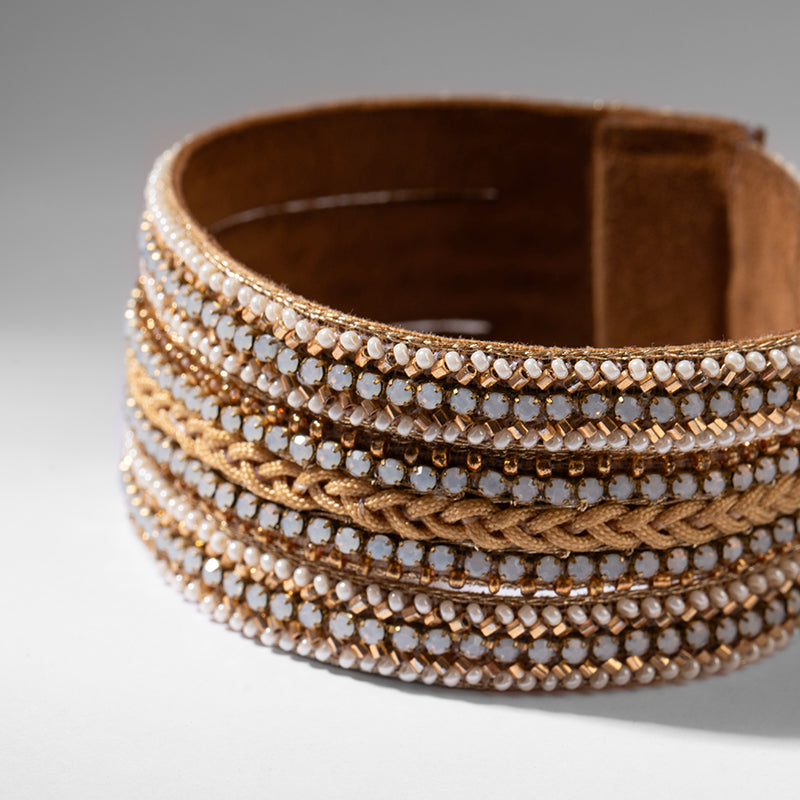 Detail Of Deepa by Deepa Gurnani Handmade Manny Bracelet In Gold Color