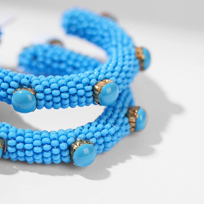 Detail of Deepa by Deepa Gurnani Handmade Hayes Earrings in Turquoise Color