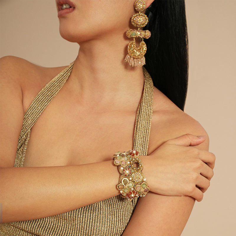 Model wearing Deepa Gurnani Vala cuff