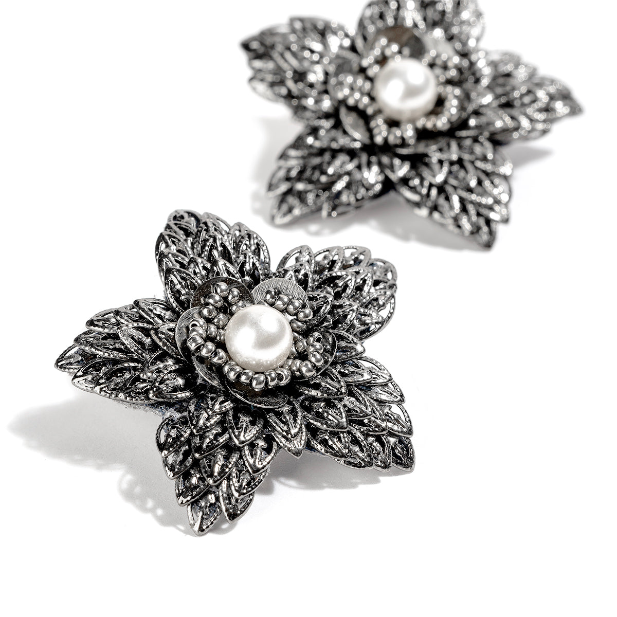 Detail of Deepa By Deepa Gurnani Juno Earrings Gunmetal Color