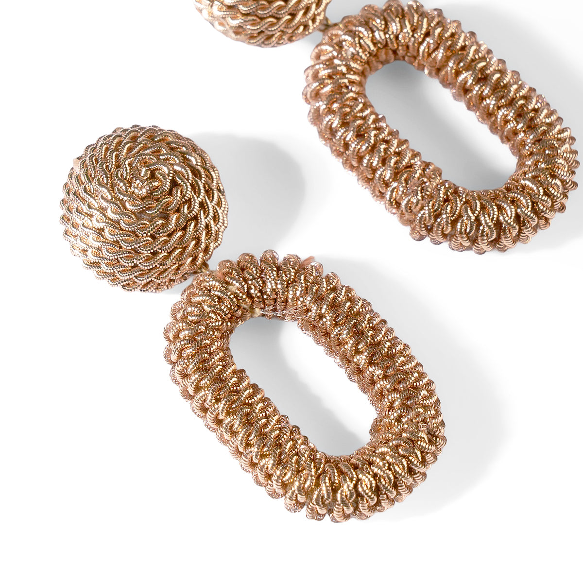 Close up Deepa Gurnani Pret Roula Earrings in Copper