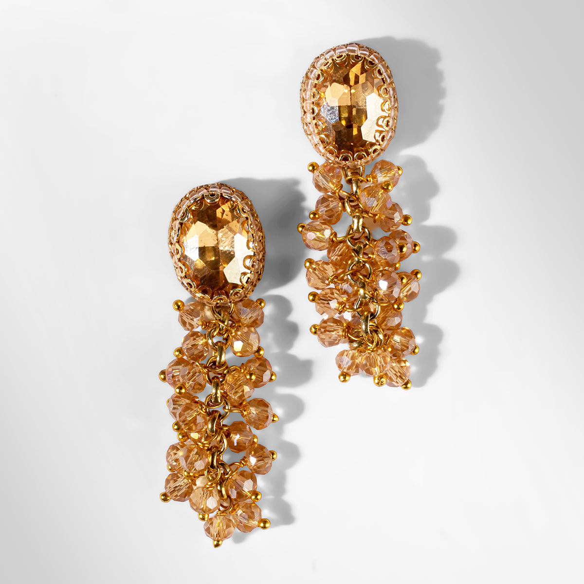 Deepa Gurnani Jemsa Earrings in champagne color
