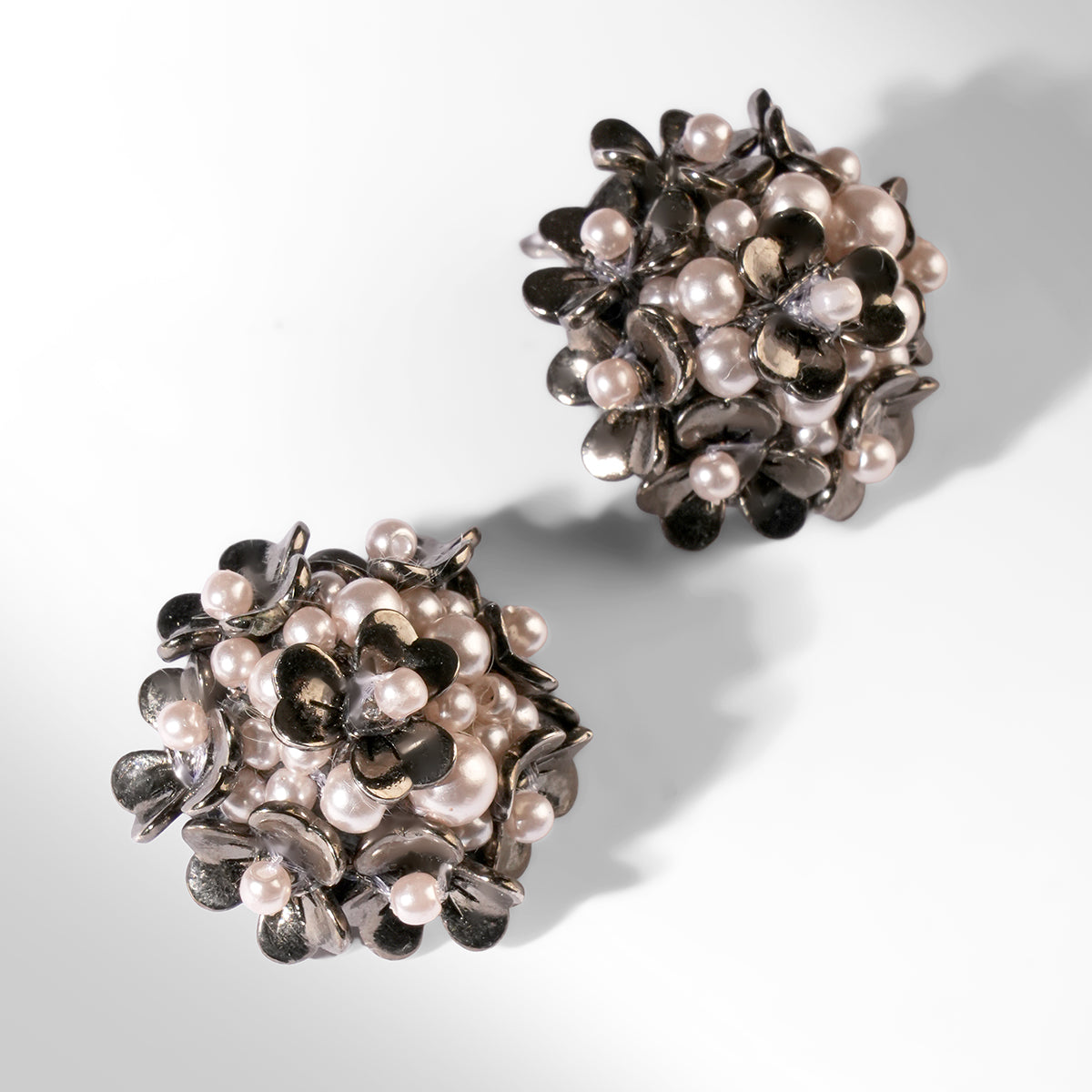 Deepa Gurnani Pret Kamar Earrings in gunmetal color