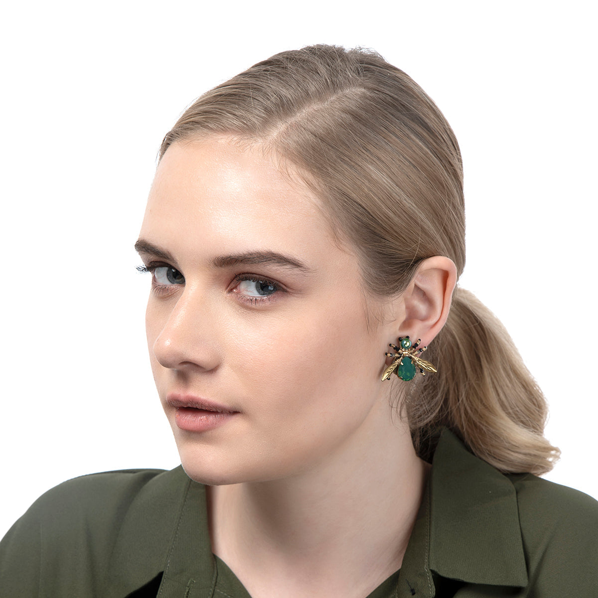 Deepa Gurnani Firefly Earrings in Green colour