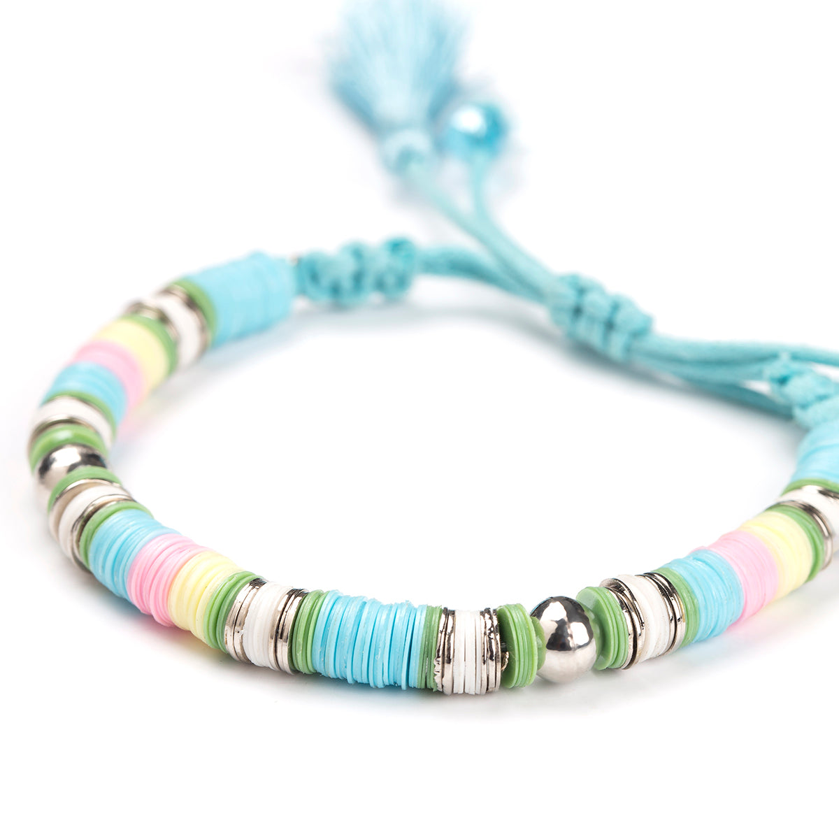 Stack sequin pull cord bracelet