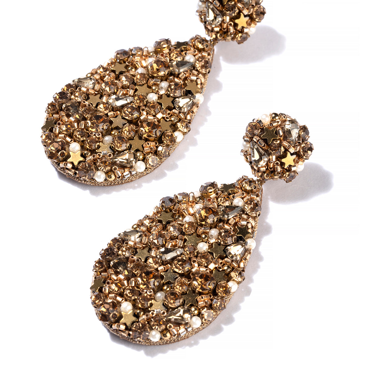 Deepa by Deepa Gurnani Handmade Magdaline Earrings in Gold close up