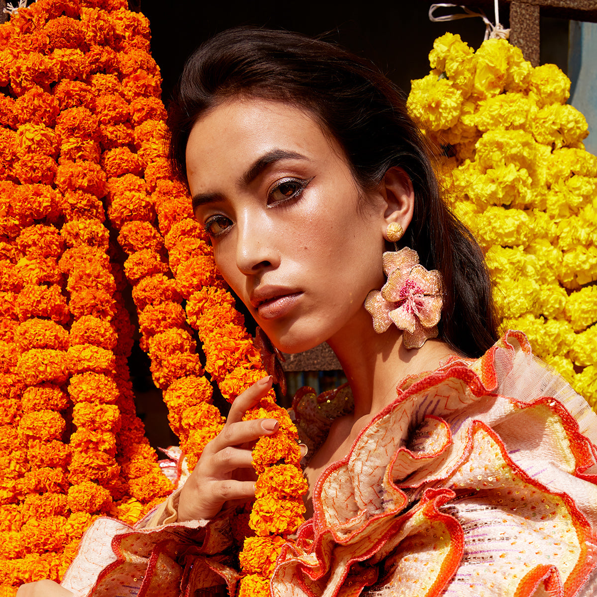 Deepa Gurnani Handmade Babypink Analee Earrings