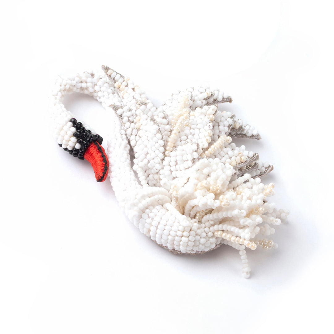 Deepa Gurnani handmade White swan brooch in white color