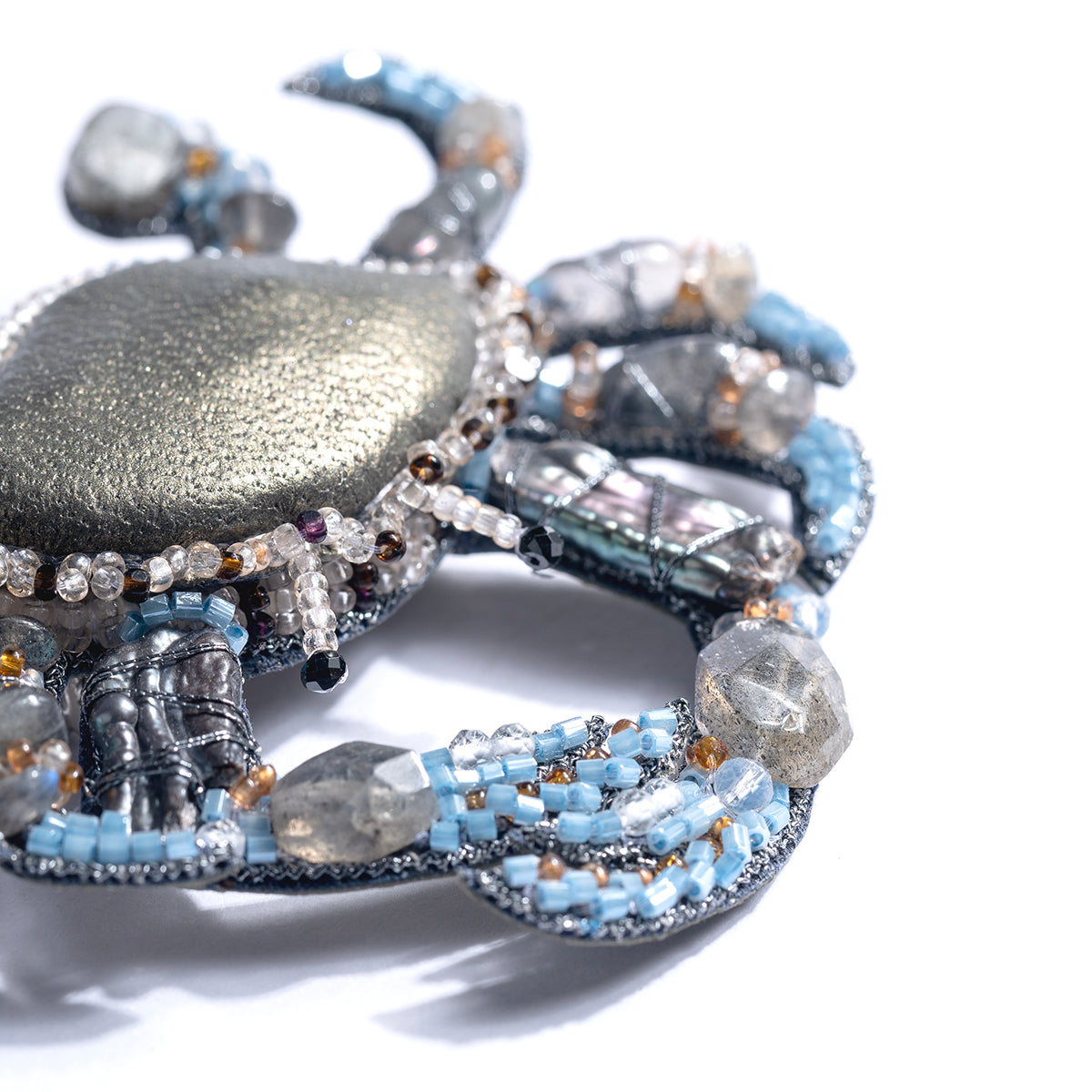 Deepa Gurnani handmade Crab brooch in blue color