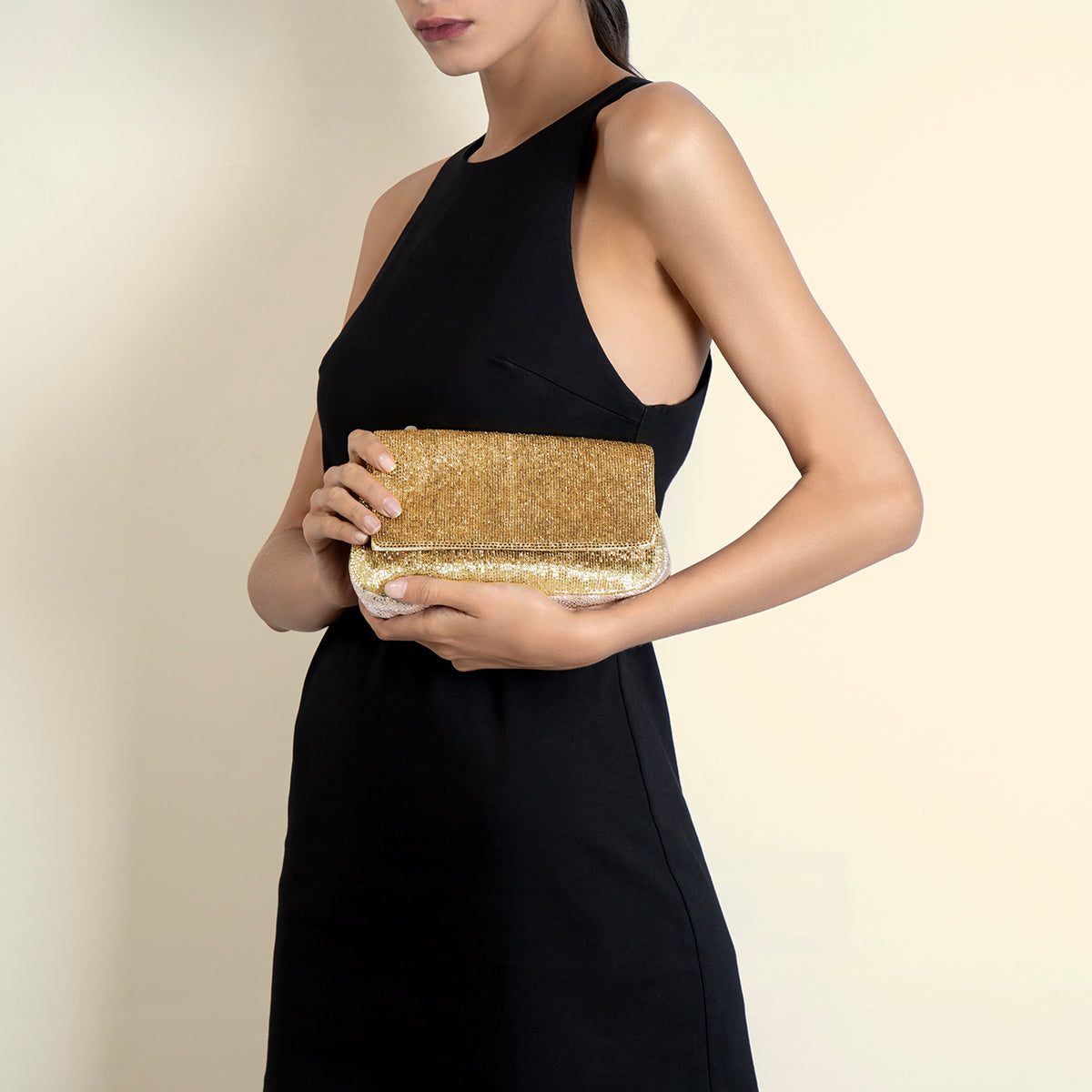 Deepa Gurnani Gold Luann Clutch