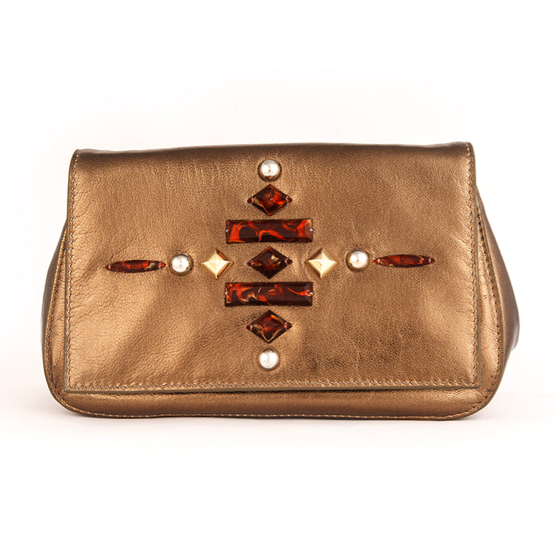 Deepa Gurnani Handmade Farley Clutch in Rust color