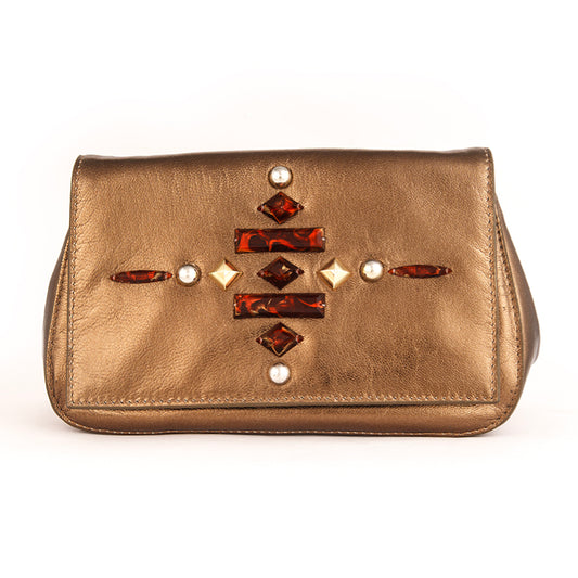 Deepa Gurnani Handmade Farley Clutch in Rust color
