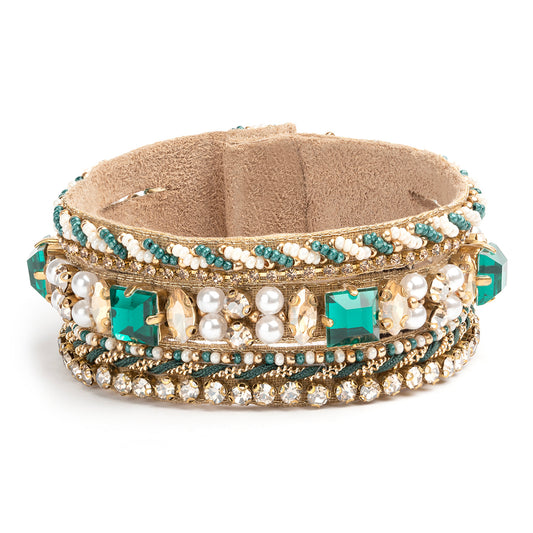 Deepa by Deepa Gurnani Handmade Calita Bracelet in Emerald color