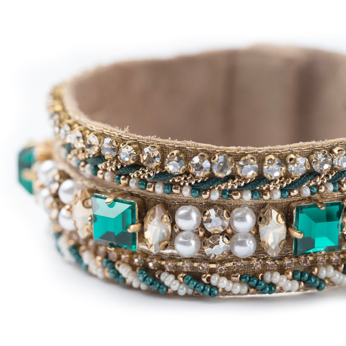 Deepa by Deepa Gurnani Handmade Calita Bracelet in Emerald color