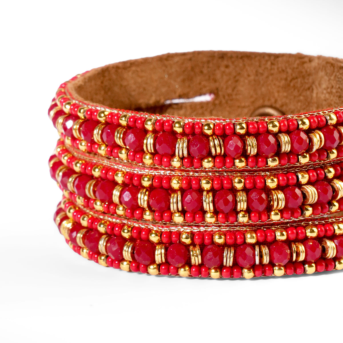 Close up of Deepa Gurnani Pret Inana Bracelet in Red color