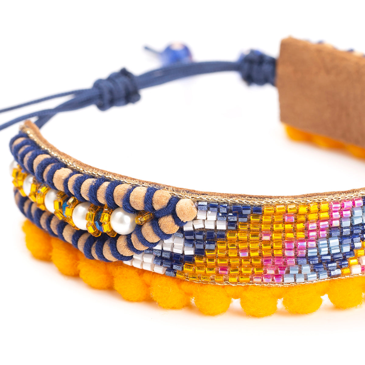 handmade beaded bracelet in marigold color
