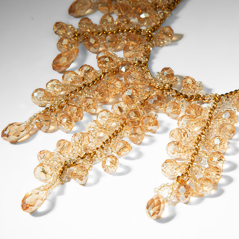 Close up of Deepa Gurnani Pret Felice Necklace in Gold