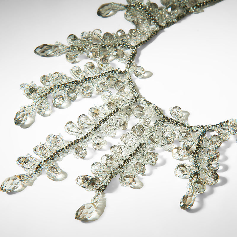 Close up of Deepa Gurnani Pret Felice Necklace in Gunmetal 