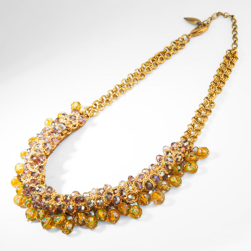 Deepa Gurnani Pret Emil Necklace in Mustard 