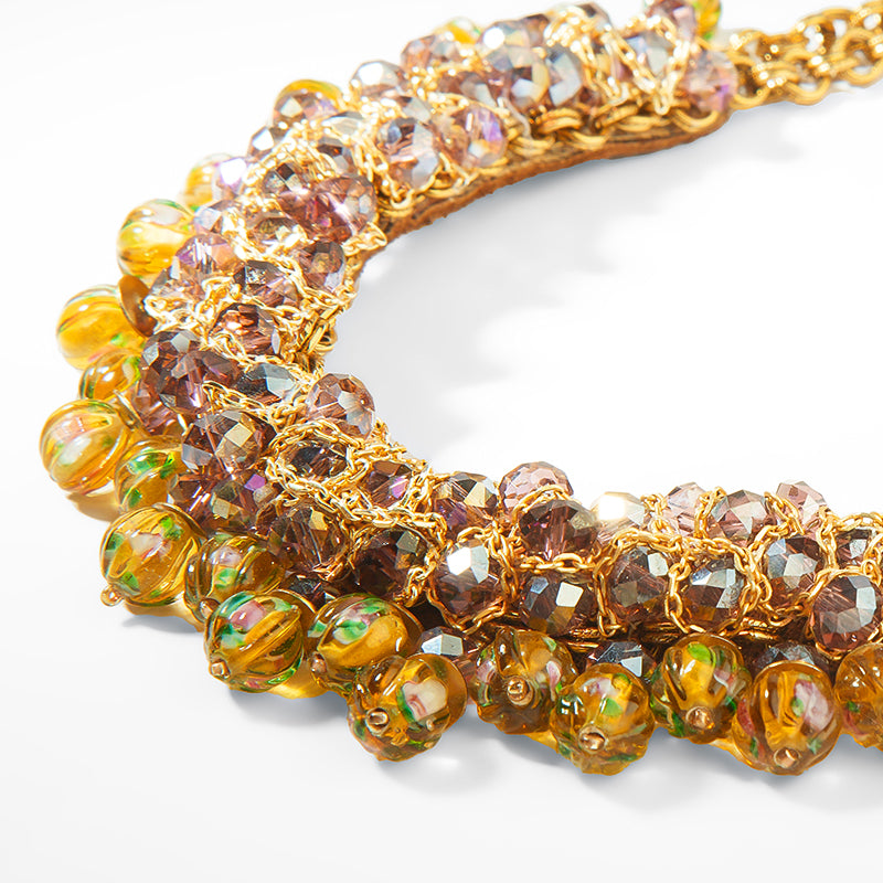 Deepa Gurnani Pret Emil Necklace in Mustard 