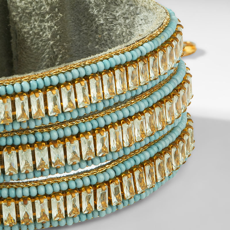 Close up of Deepa Gurnani Pret Alonsina Bracelet in Powder Blue