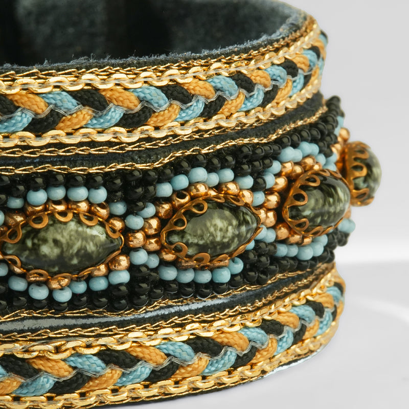 Close up of Deepa Gurnani Pret Tanner Bracelet in Powder Blue