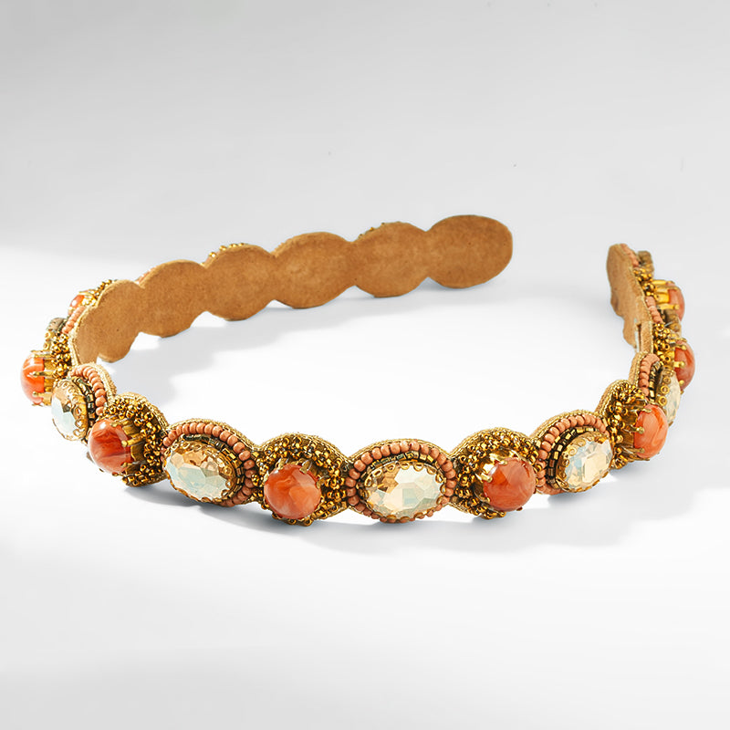 Deepa Gurnani Pret Zenia Headband in Coral 