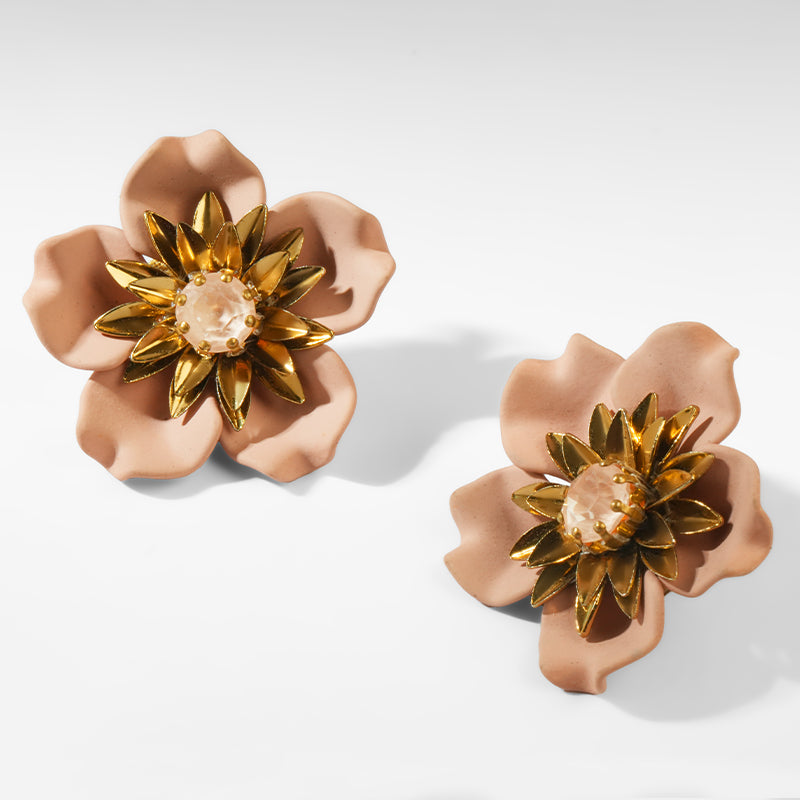 Deepa Gurnani Pret Aurelien Earrings in Dusty Pink color