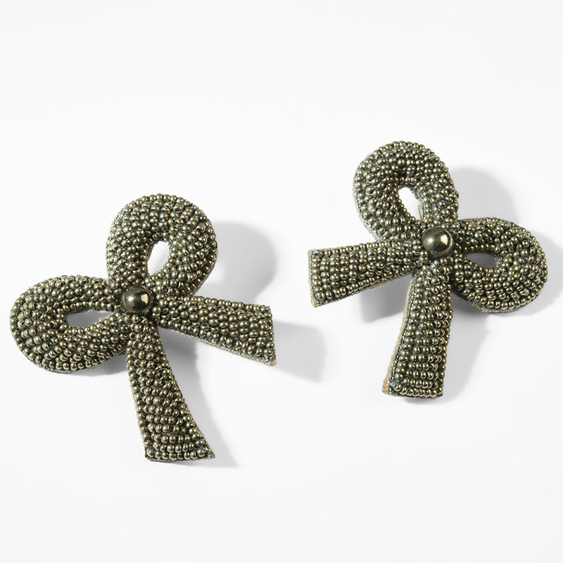 Deepa Gurnani Pret Kane Earrings in Gunmetal color 