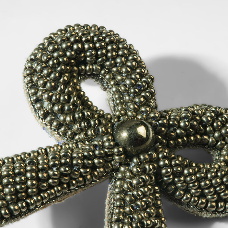 Close up of Deepa Gurnani Pret Kane Earrings in Gunmetal 