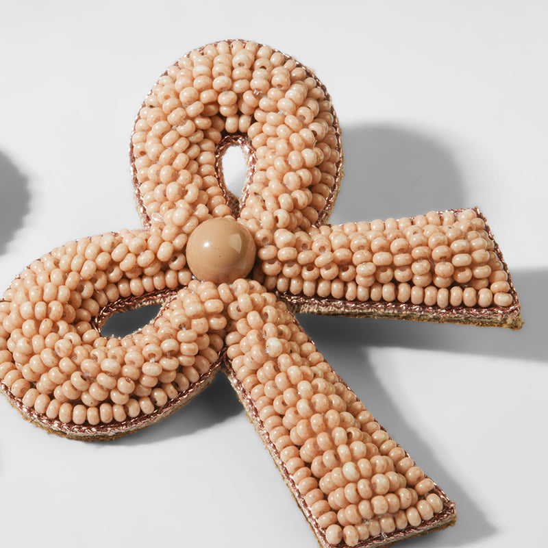 Close up of Deepa Gurnani Pret Kane Earrings in Dusty Pink 