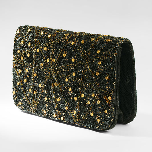 Deepa Gurnani Terra Clutch in Black color 