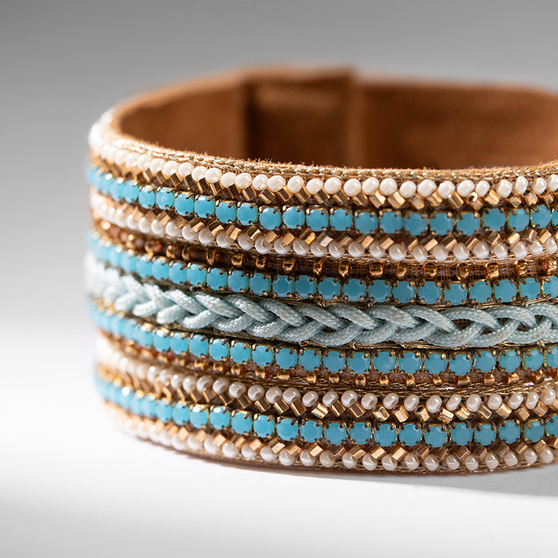 Detail Of Deepa by Deepa Gurnani Handmade Manny Bracelet In Turquoise Color