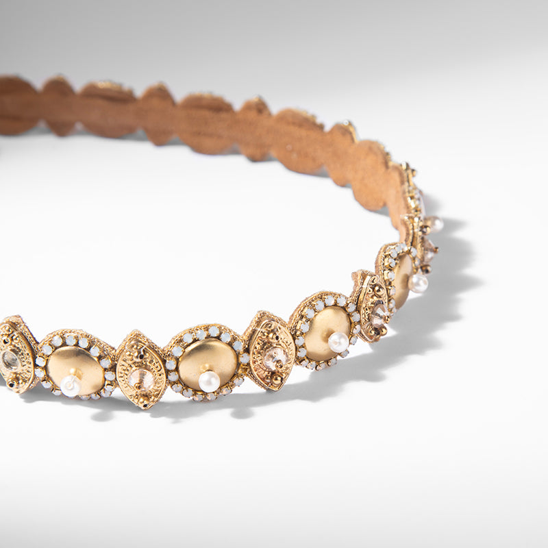 Detail of Deepa by Deepa Gurnani Handmade Eunice Headband in Gold Color