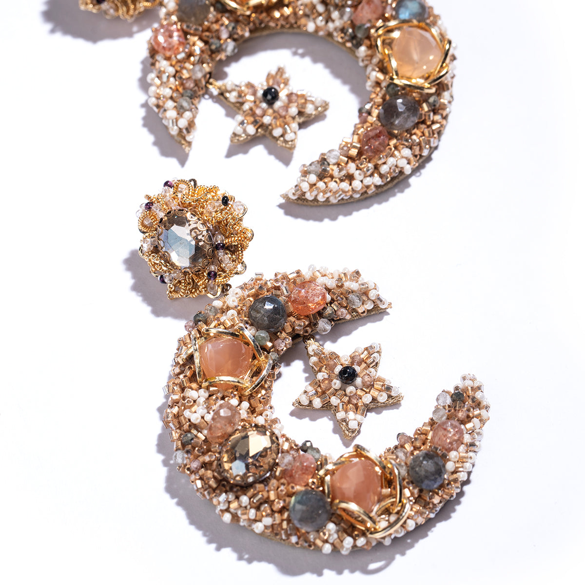 Deepa Gurnani Alexandra Earrings in Peach color