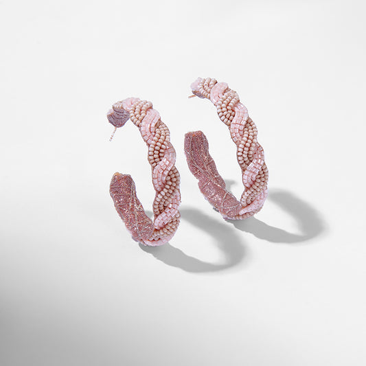 Deepa by Deepa Gurnani Handmade Killian Earrings In Baby Pink Color