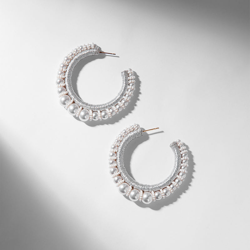Deepa by Deepa Gurnani Handmade Peppa Earrings In Ivory Color