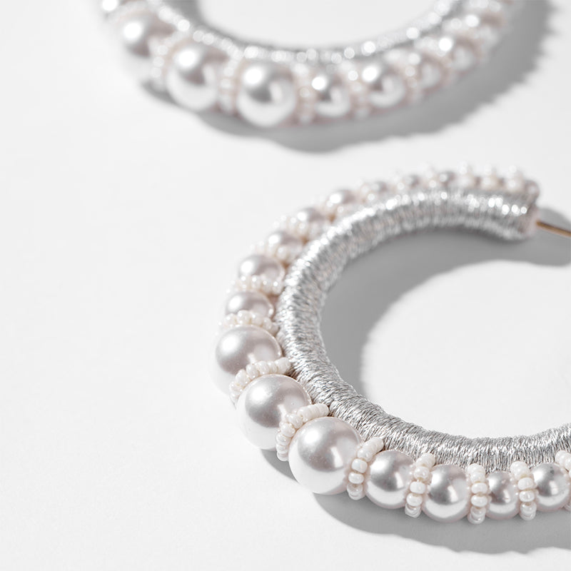 Detail Of Deepa by Deepa Gurnani Handmade Peppa Earrings In Ivory Color