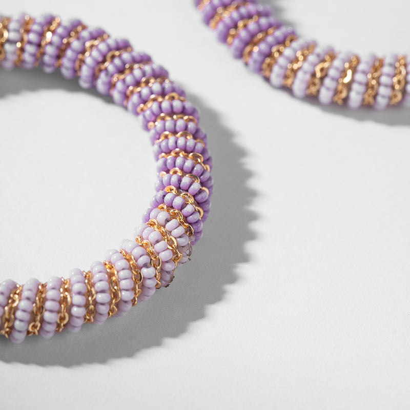 Detail Of Deepa by Deepa Gurnani Handmade Misia Earrings In Multi Lavender Color