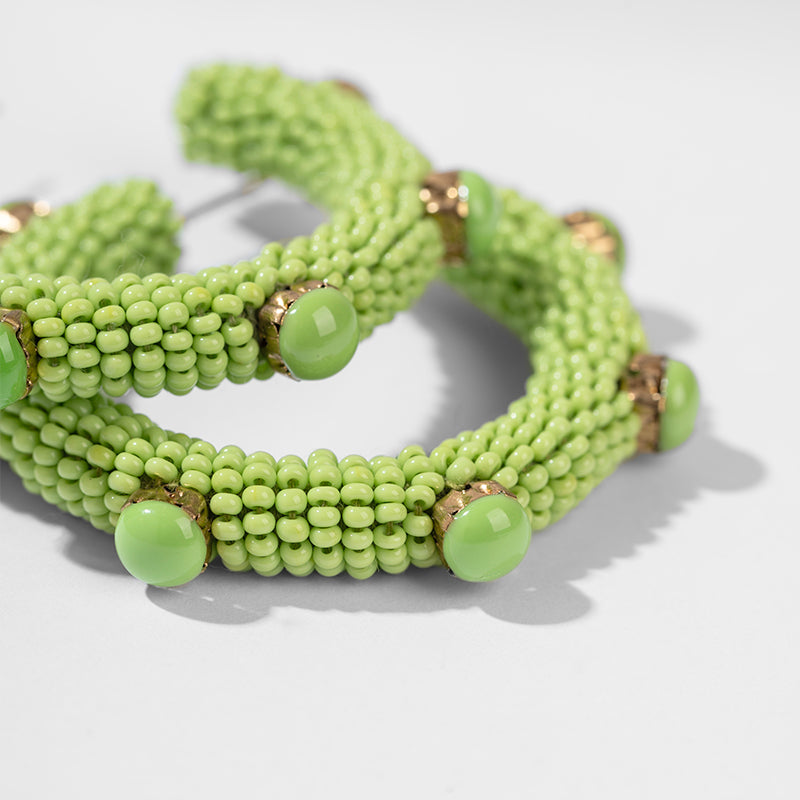Detail of Deepa by Deepa Gurnani Handmade Hayes Earrings in Lime Color