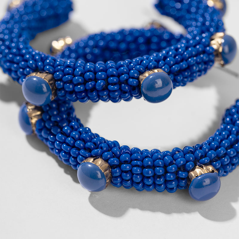 Detail of Deepa by Deepa Gurnani Handmade Hayes Earrings in Blue Color