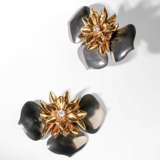 Deepa Gurnani Pret Baylen Earrings in gunmetal color