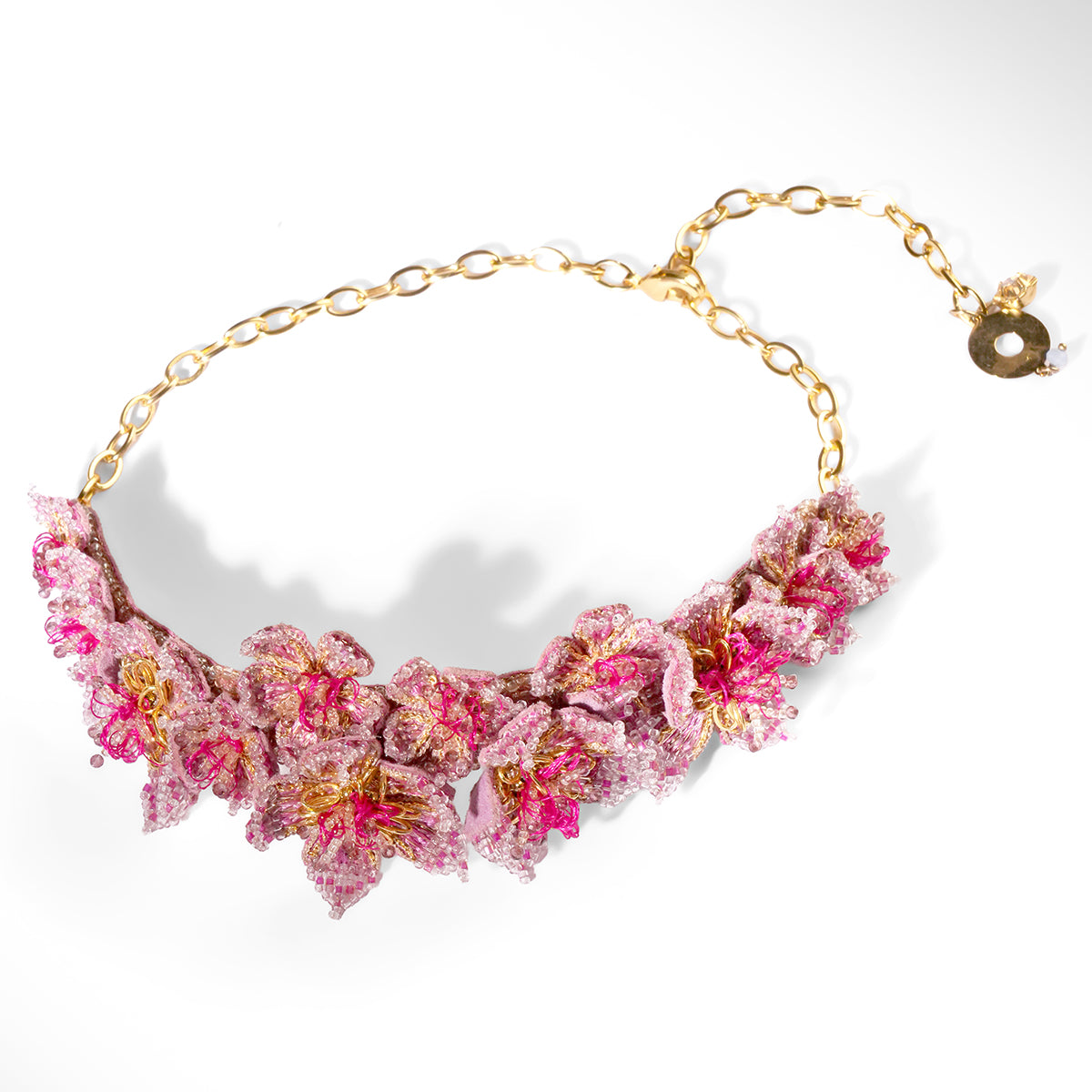Deepa Gurnani Adva Necklace in fuchsia color