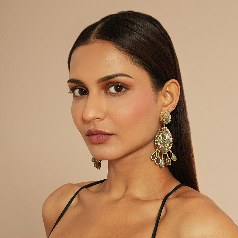 Model wearing Deepa Gurnani Anja Earrings 
