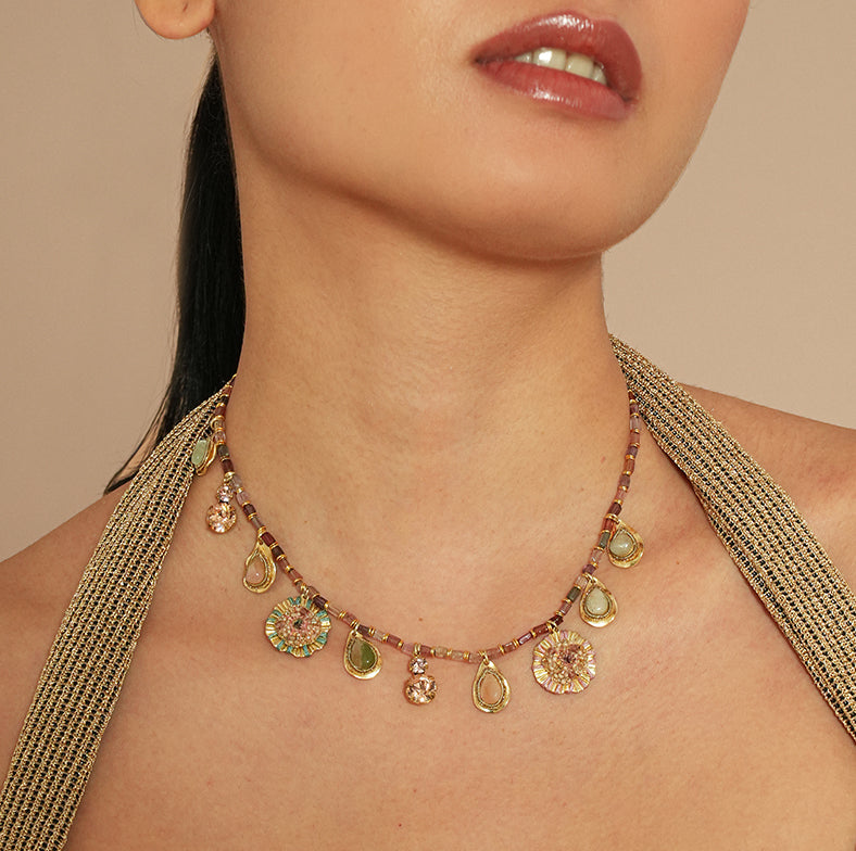 Model wearing Deepa Gurnani Amren Necklace