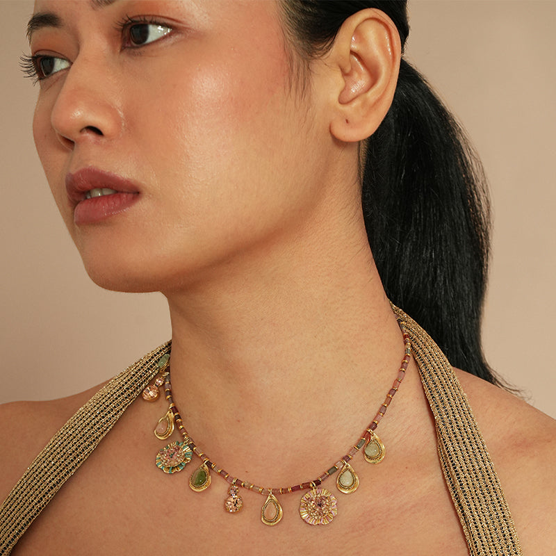 Model wearing Deepa Gurnani Amren Necklace