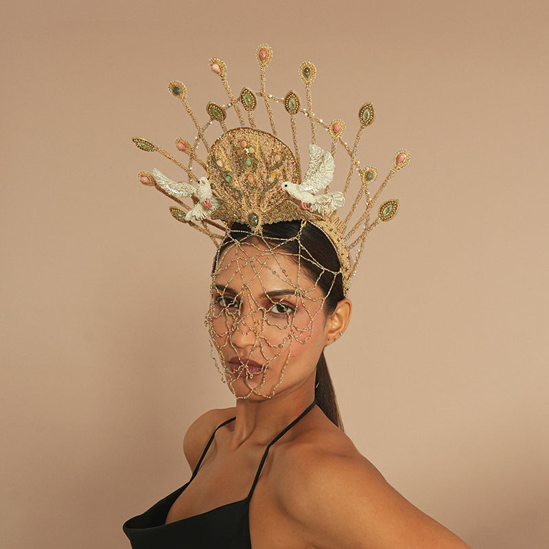 Model wearing Deepa Gurnani Halo Headband 